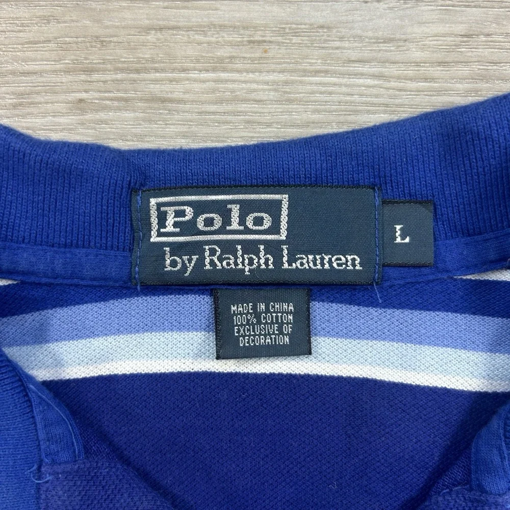 Polo Ralph Lauren Large Blue Stripe Short Sleeve Polo Flesh Pony Logo